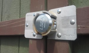 Here is the new Shackle Padlock installed on the storage unit door.