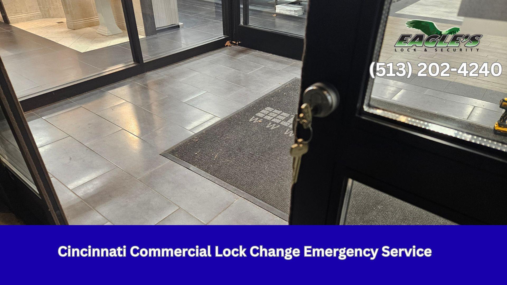 Commercial locksmith performing emergency lock change in Cincinnati, OH