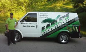 Eagle's Locksmith Cincinnati mobile service van arriving at a customer location in Cincinnati for on-site assistance.