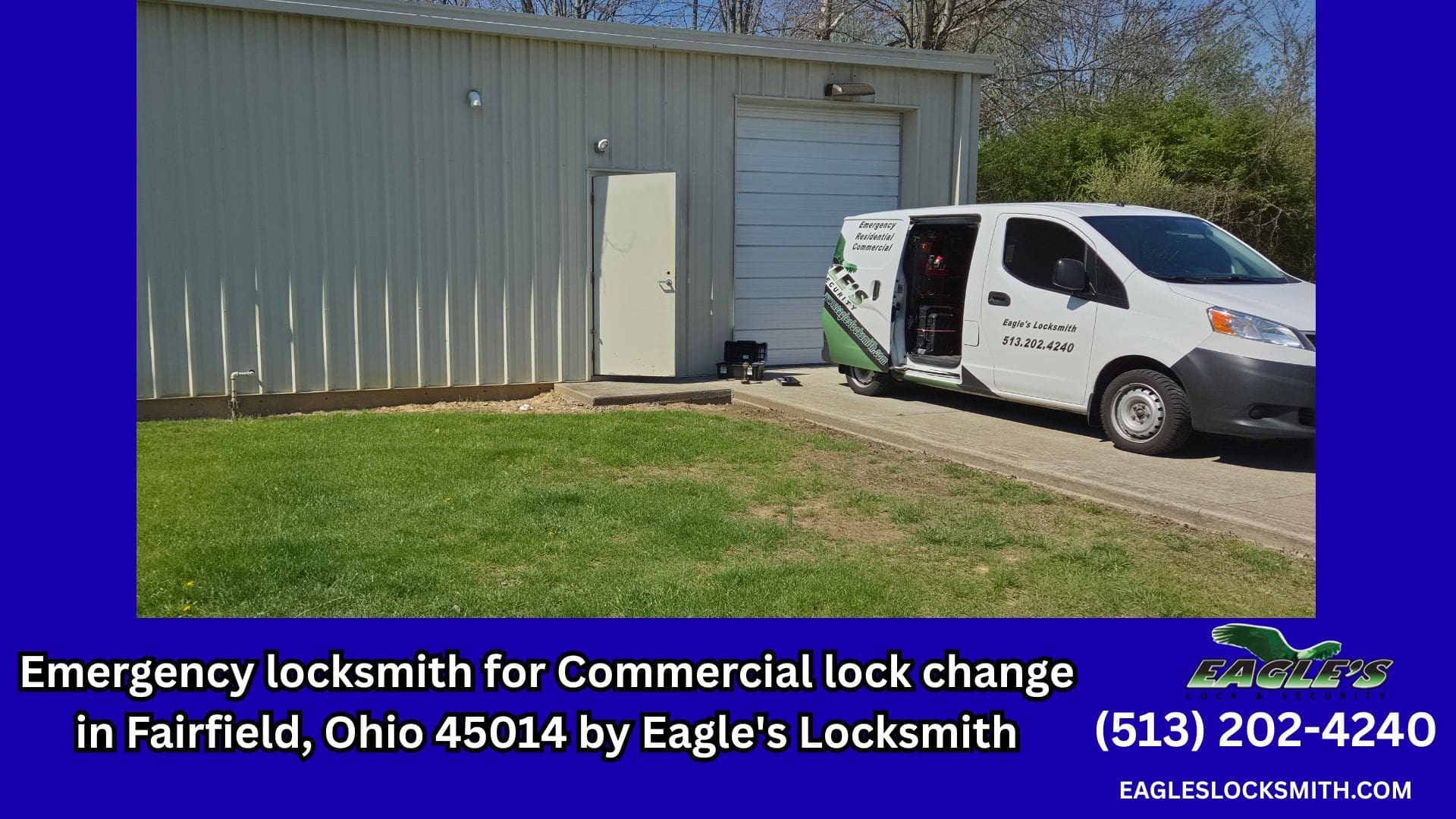 Emergency locksmith performing commercial lock change in Fairfield Ohio 45014