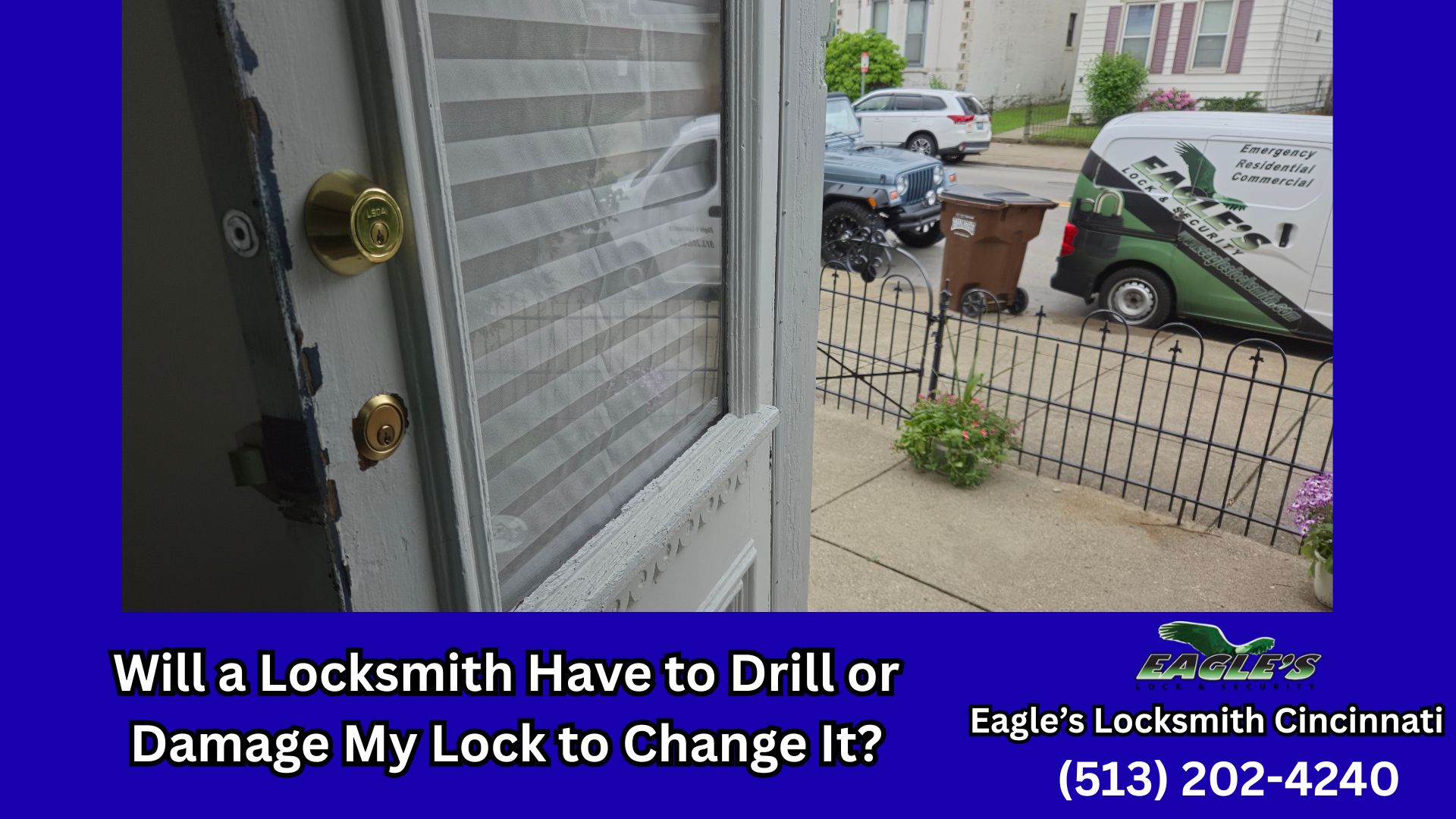 Locksmith rekeying a door lock cylinder in Cincinnati Ohio
