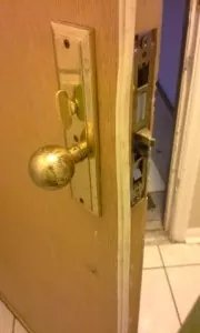 This is the knob handle lock on the inside of the door after the installation.