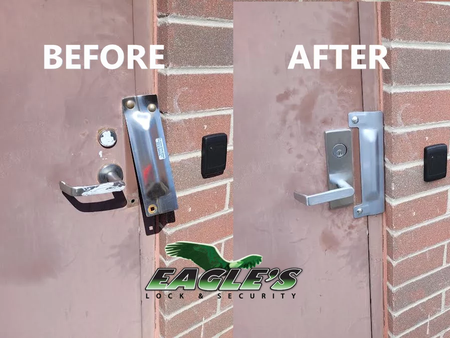 Commercial Mortise Lock Replacement in Cincinnati, OH After Break in - Eagle's Locksmith Cincinnati