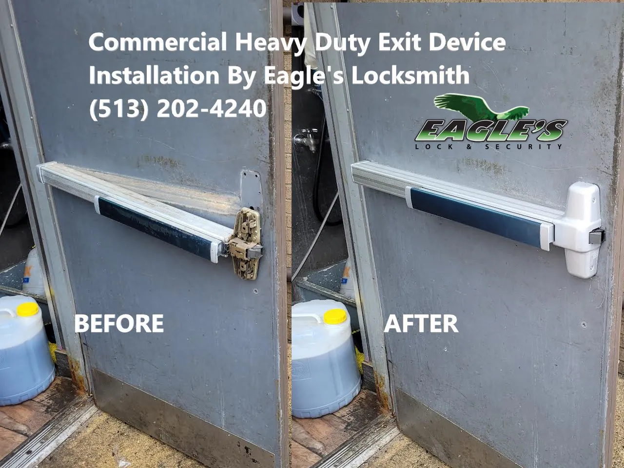 Commercial Heavy Duty Exit Device Installation By Eagle's Locksmith Cincinnati